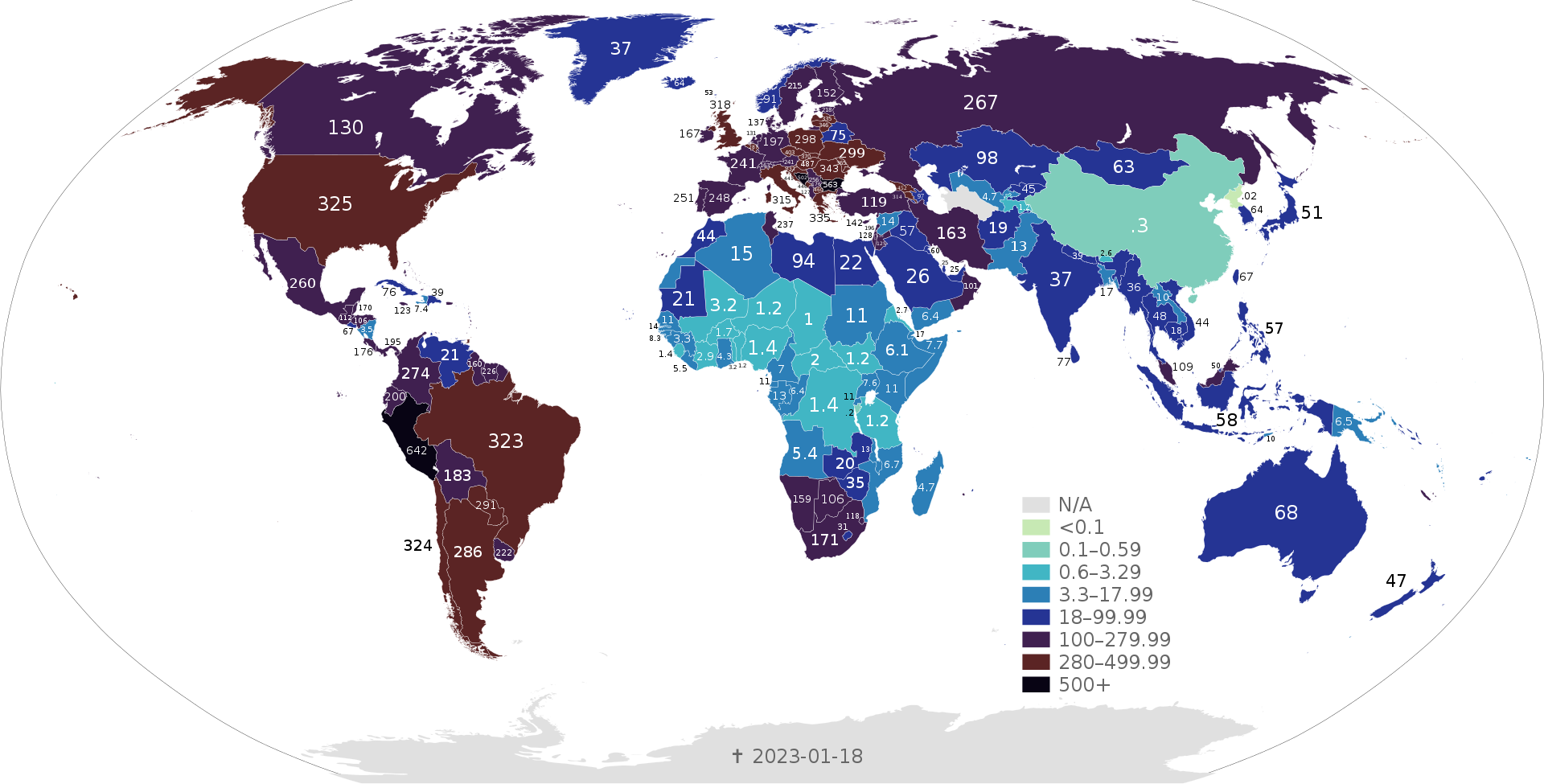 Covid deaths - world map