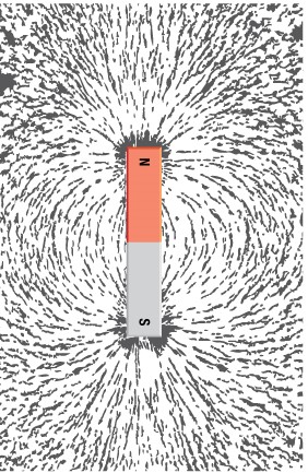 Iron filings on a magnet